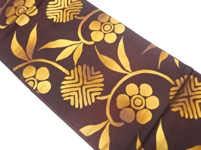 笹蔓緞子模様織出し名古屋帯